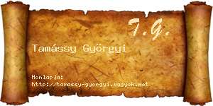 Tamássy Györgyi névjegykártya